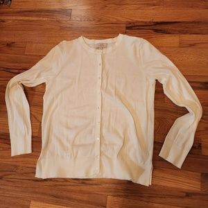 Loft White Button Up Sweater M